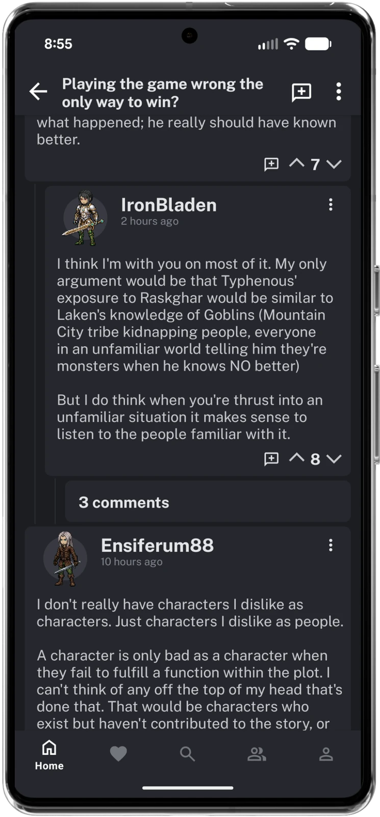 Discussion thread about a book